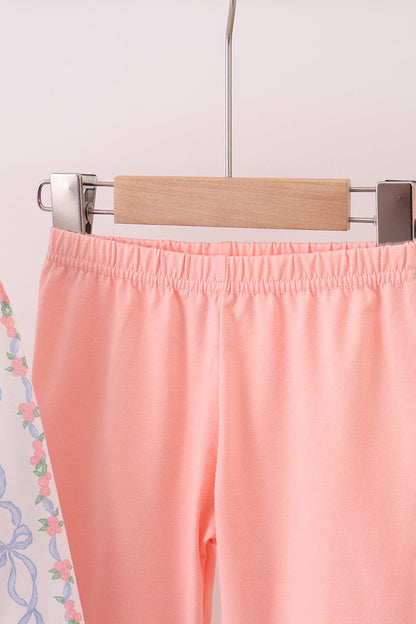 Pink floral bow embroidery set