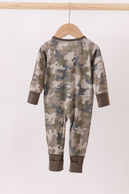 Camouflage bamboo zipper romper