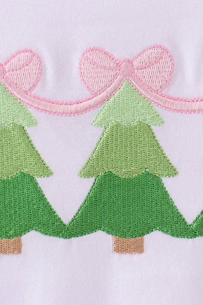 Pink christmas tree embroidery bloomer set