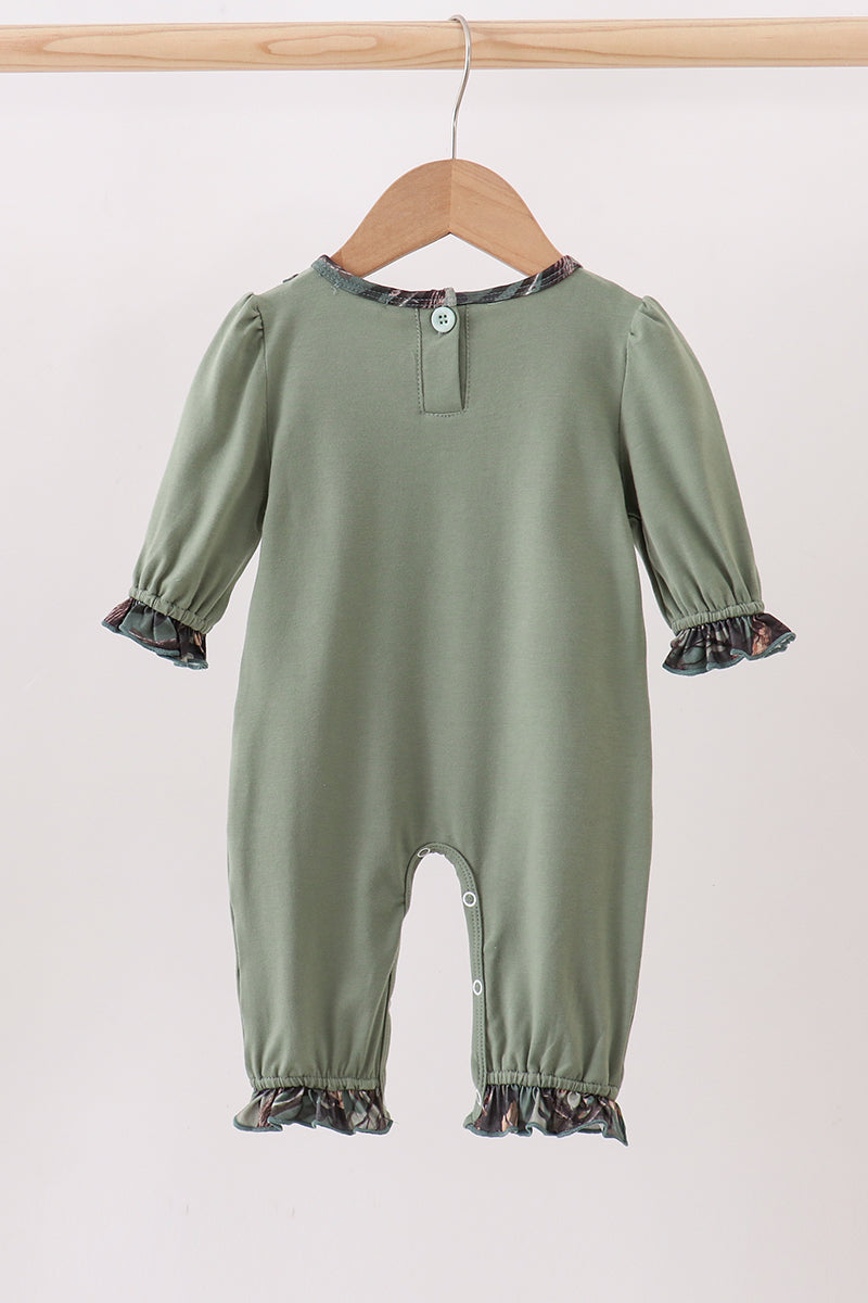 Camouflage dog hunting applique ruffle romper