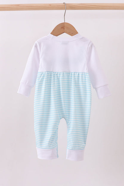 Blue heart french knot romper