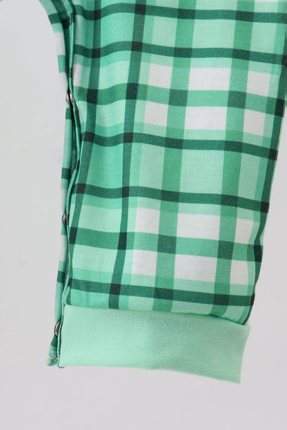 Green parade embroidery gingham romper