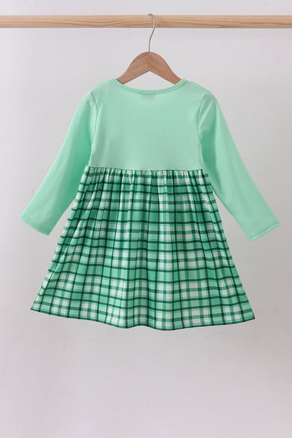 Green parade embroidery gingham dress