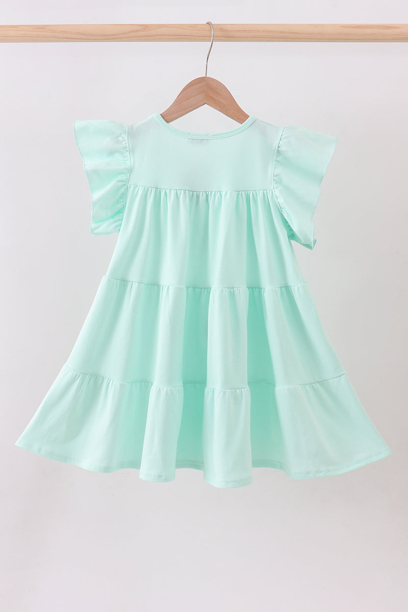 Mint clover sequin ruffle tiered dress