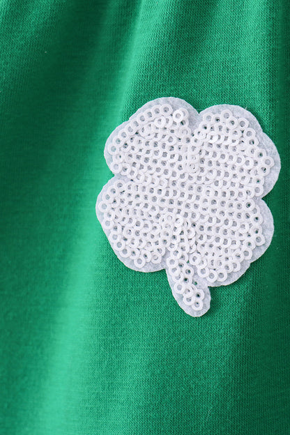 Green clover sequin ruffle tiered dress