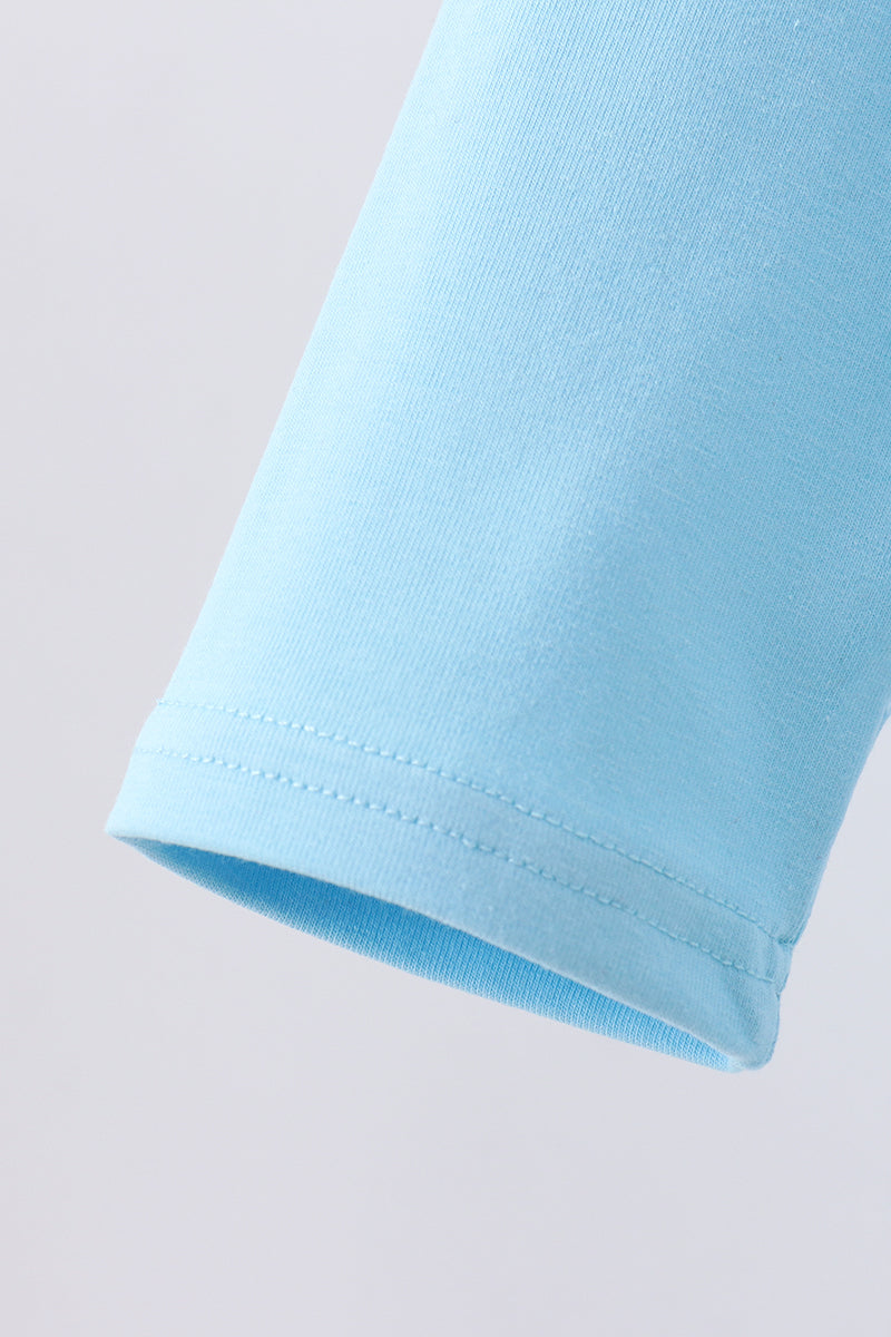 Blue character embroidery top