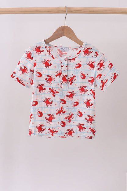 Lobster print muslin top