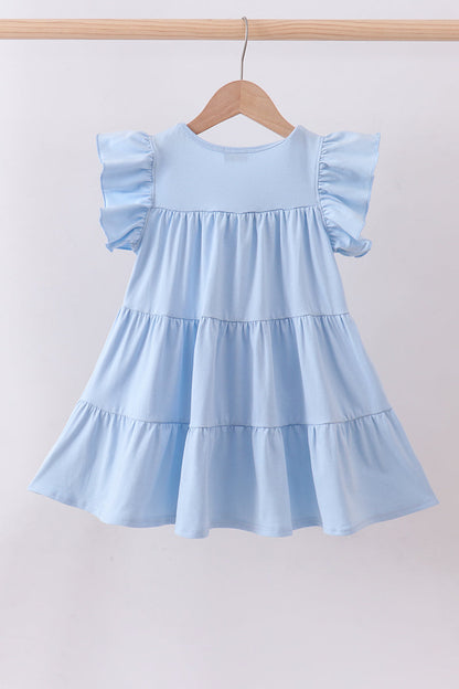 Blue cross sequin tiered dress