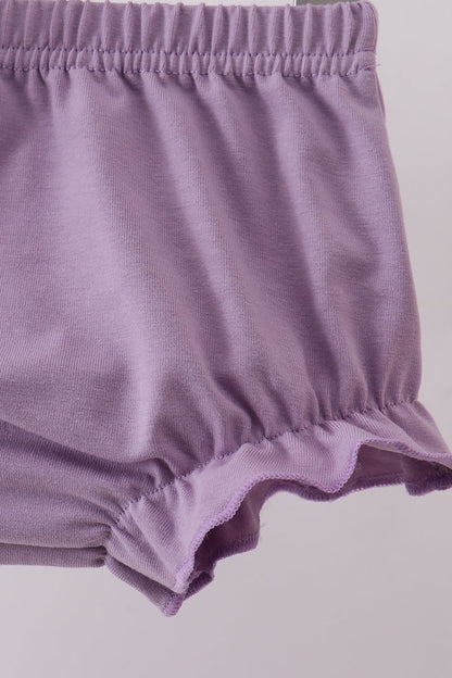 Purple floral smocked ruffle bloomer set