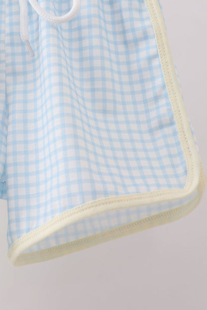 Yellow character applique shorts set