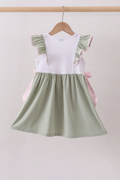 Pink farm animal embroidery ruffle dress