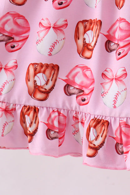 Pink bow baseball bamboo dress