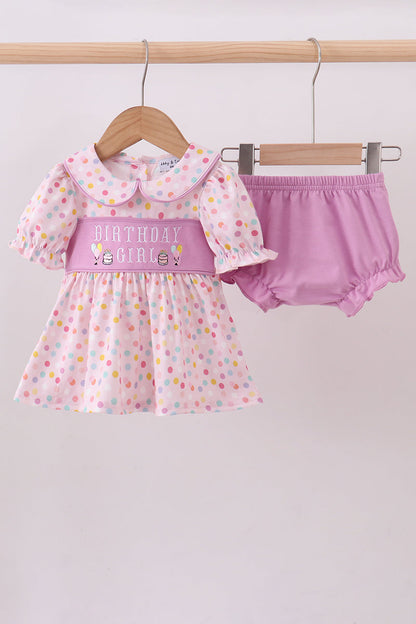 Purple birthday embroidery bloomer set