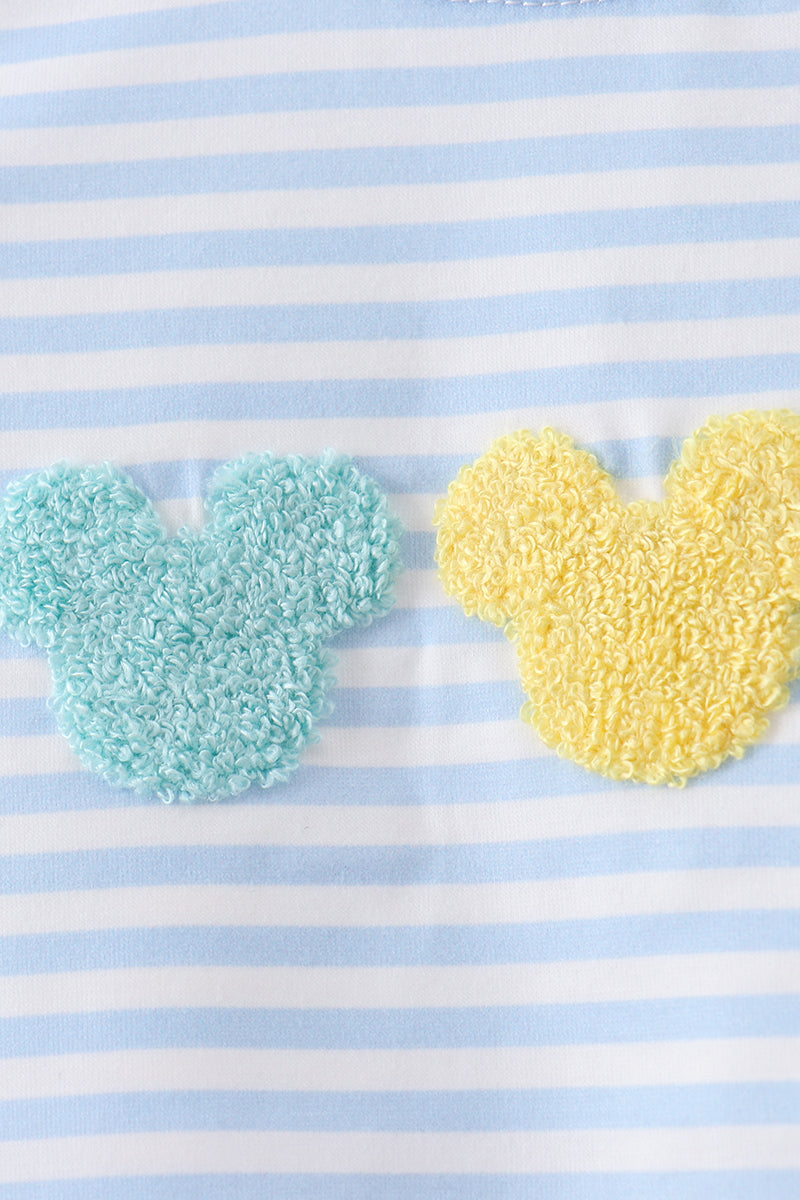 Blue character french knot stripe top