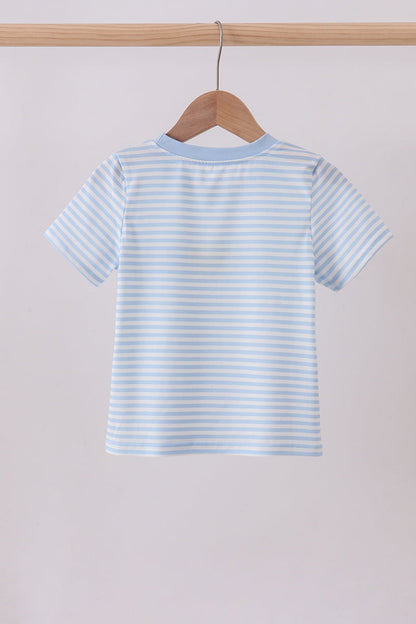 Blue character french knot stripe top