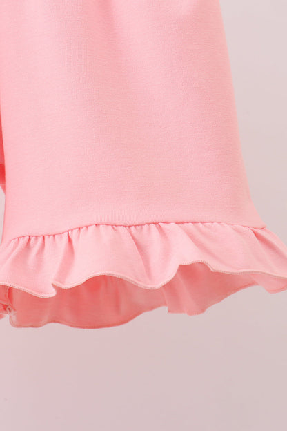 Pink character embroidery gingham bubble