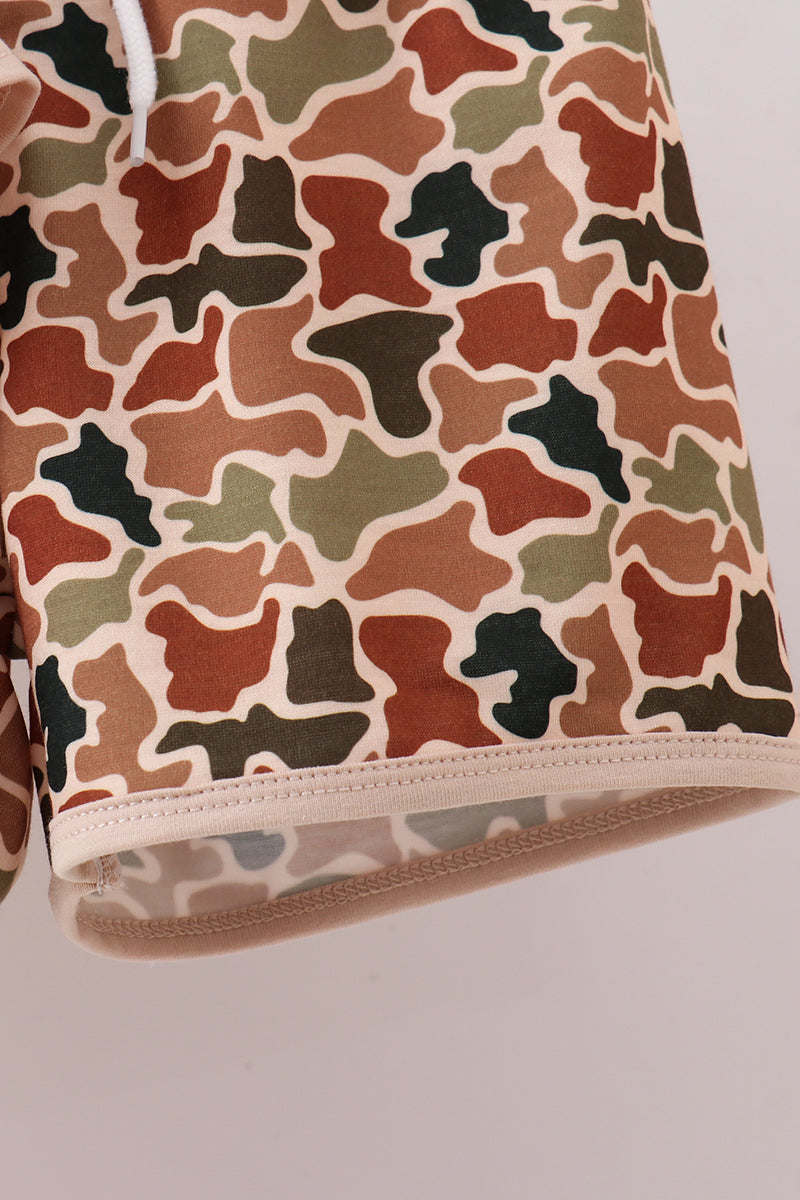 Camouflage crab applique shorts set