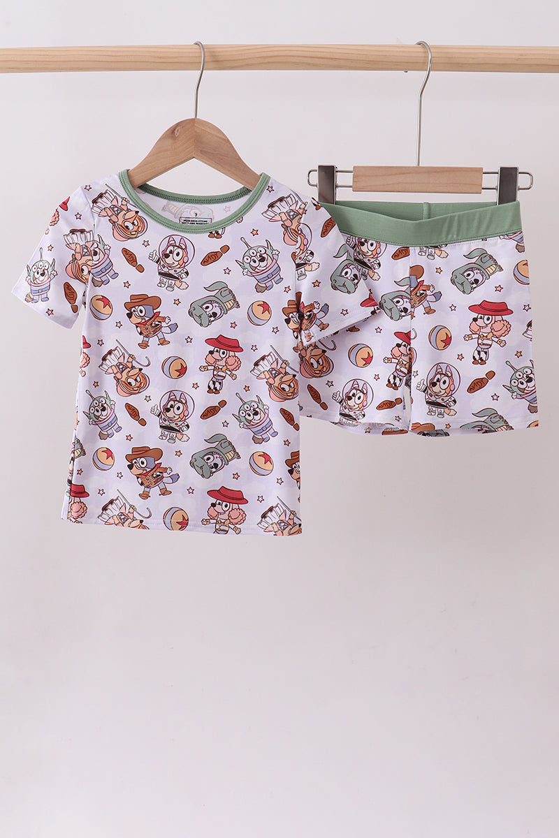 Sage character bamboo pajama shorts set