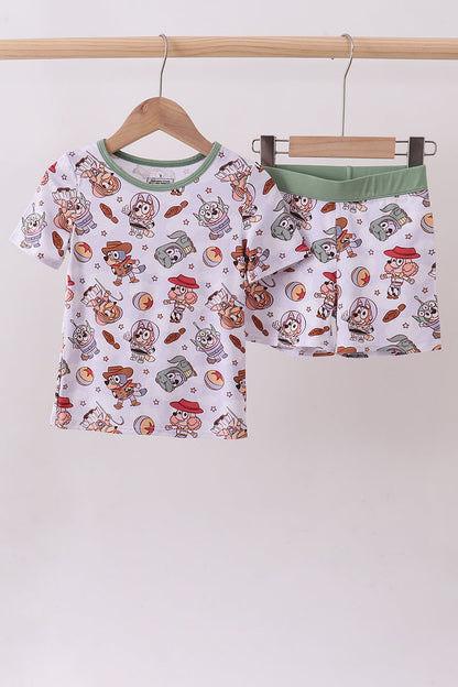 Sage character bamboo pajama shorts set