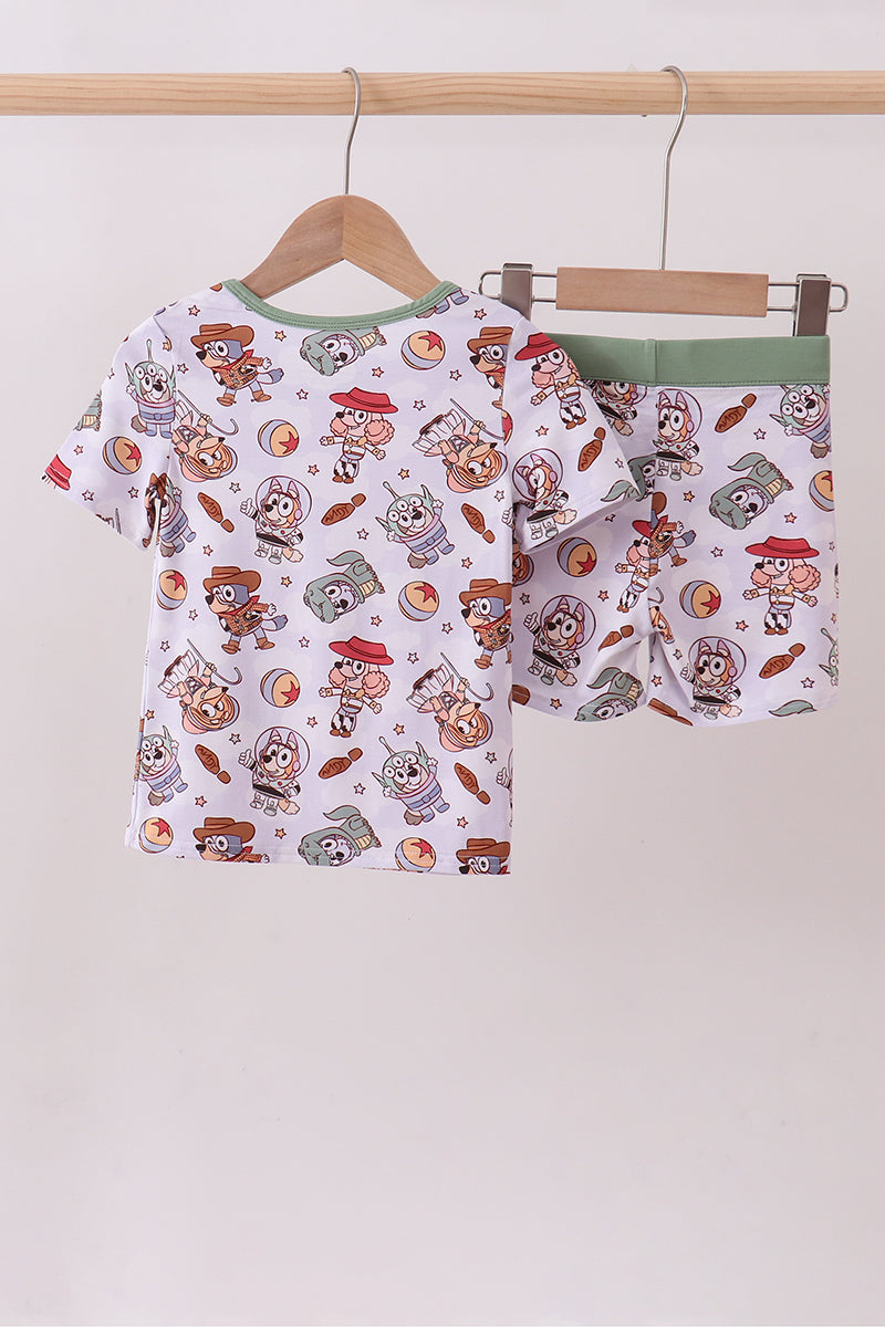 Sage character bamboo pajama shorts set