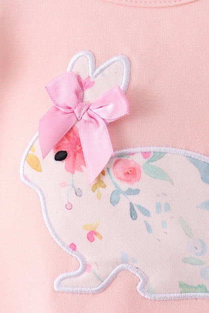 Pink floral bunny applique bloomer set