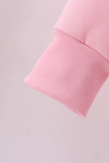 Pink heart love smile sequin fleece mom&me sweatshrit