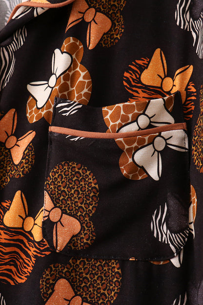 Brown character bamboo pajama set