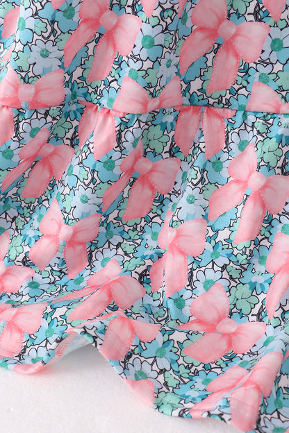 Pink floral smocked tiered dress
