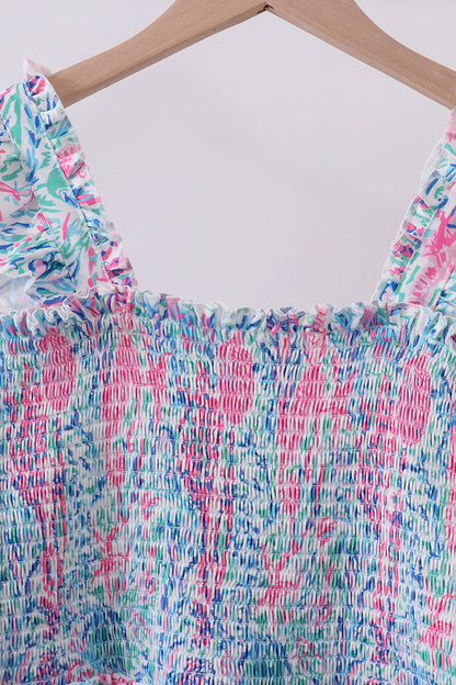 Blue marine smocked ruffle tiered mom&me dress