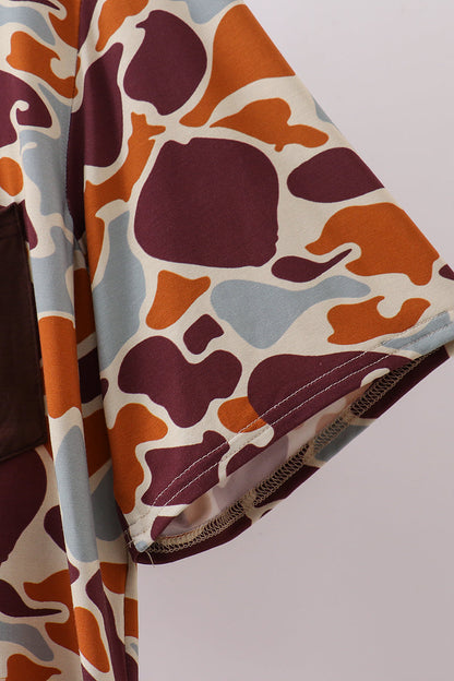 Camouflage print bamboo gown
