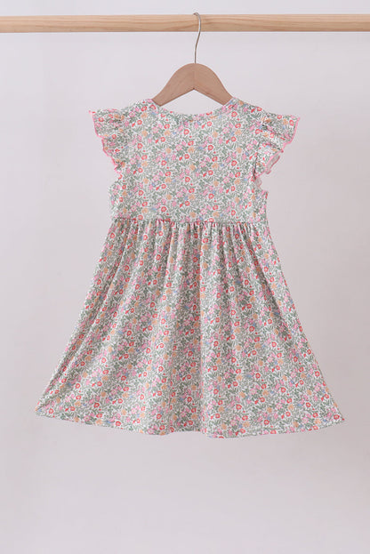 Floral bunny applique ruffle dress