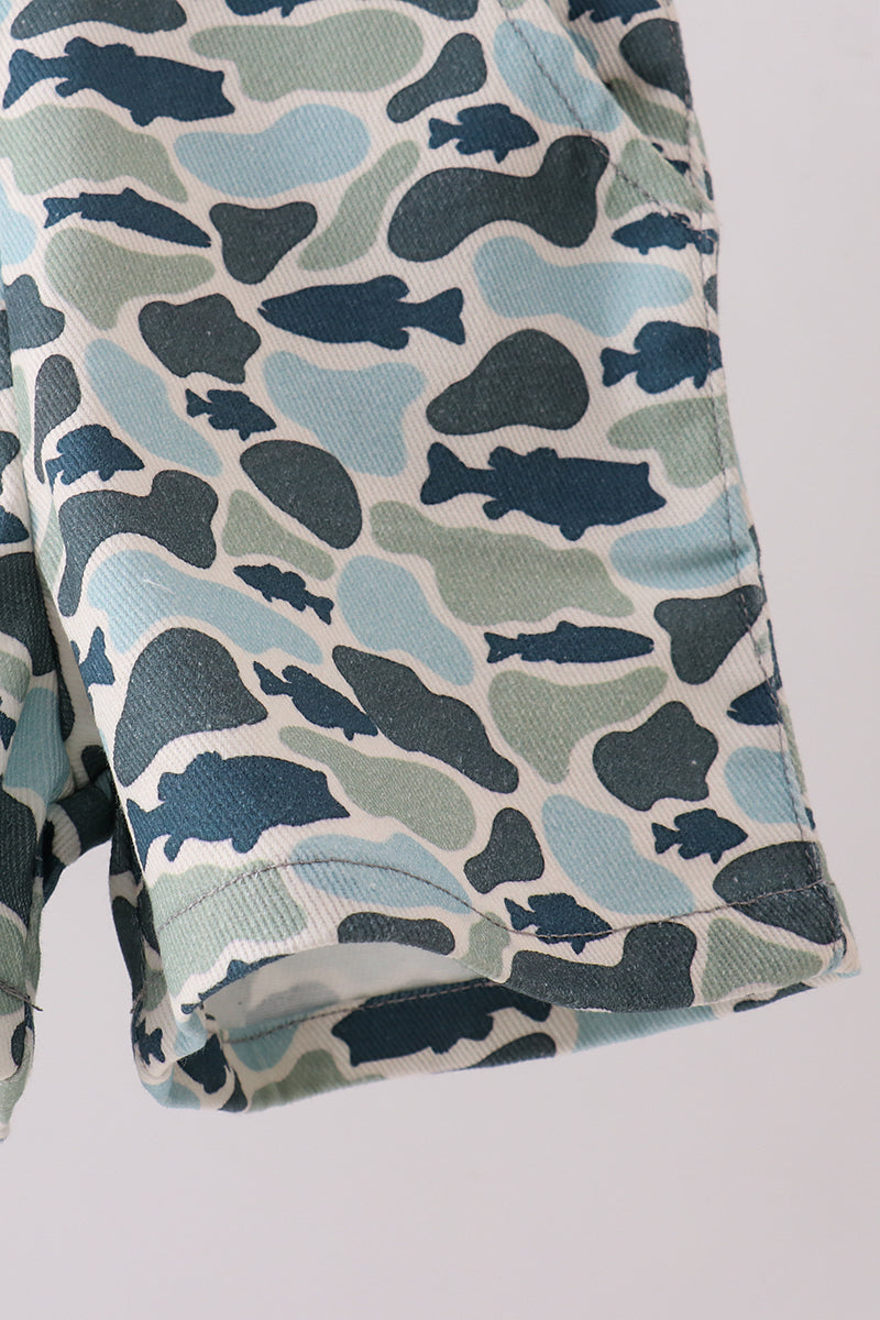 Camouflage denim overall
