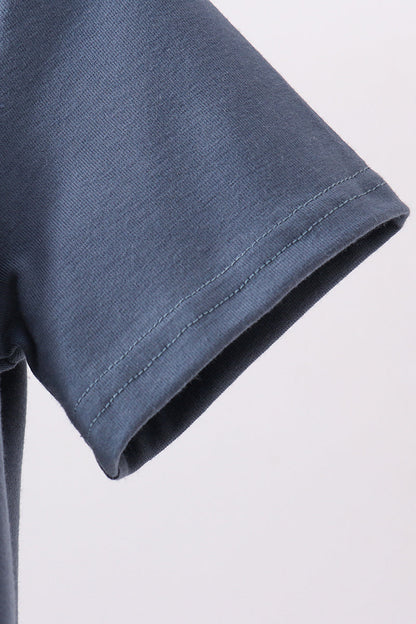 Blue football applique gingham shorts set