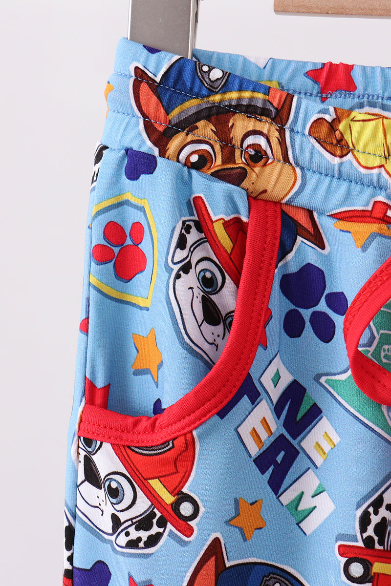 Blue character bamboo pants