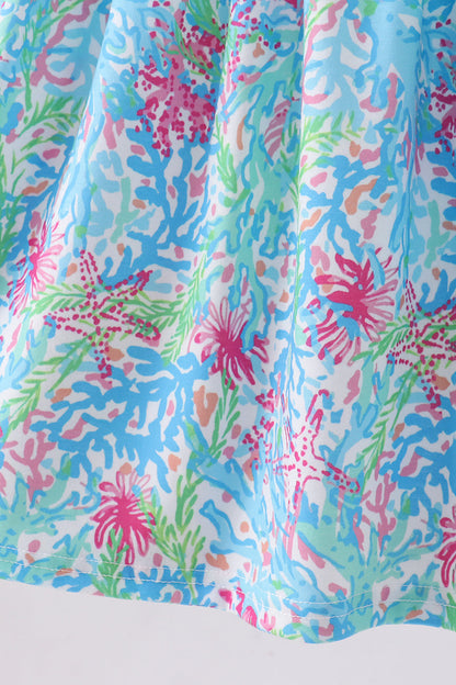 Mint island bloom ruffle dress