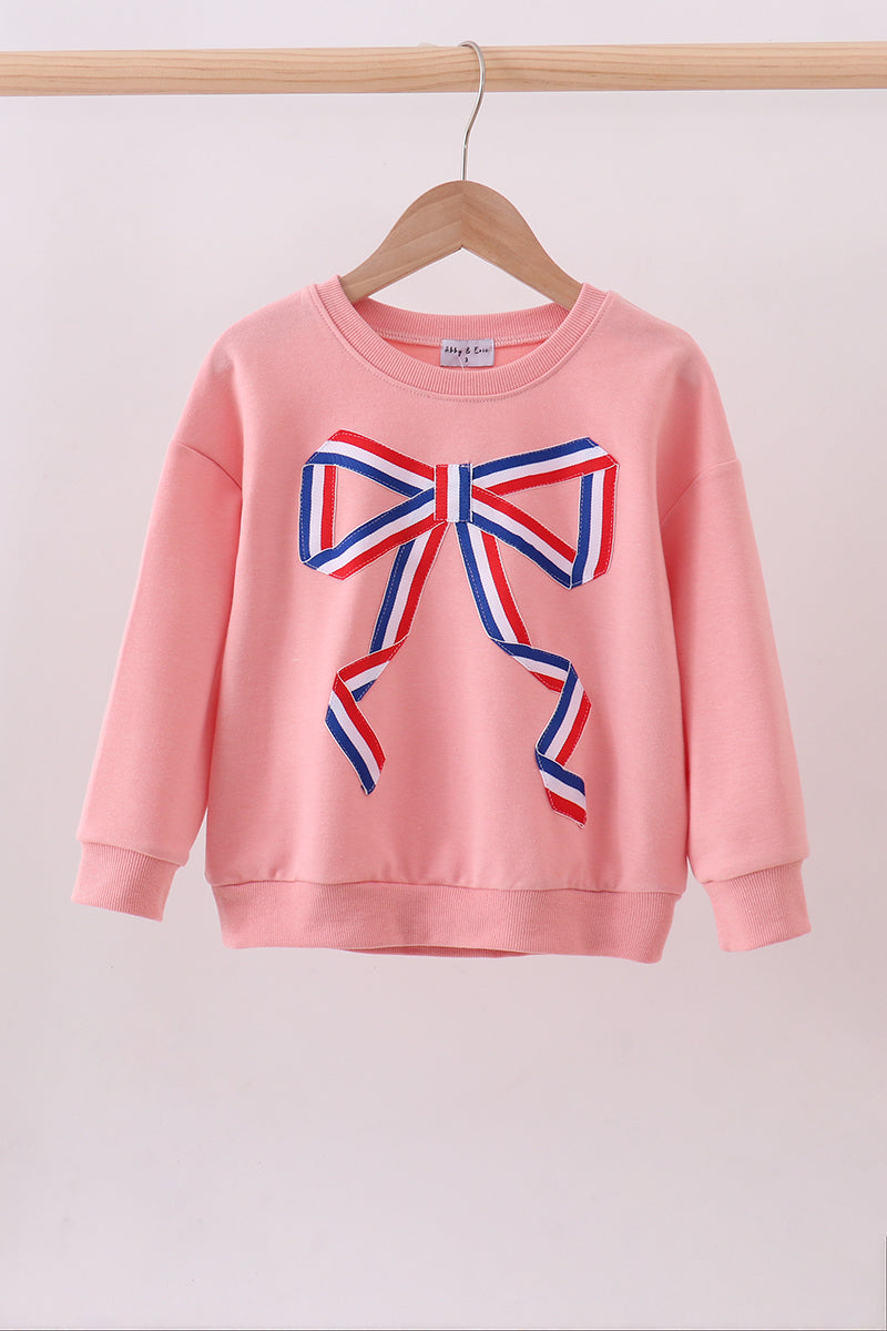 Peach hand-sewn bow mom&me sweatshirt