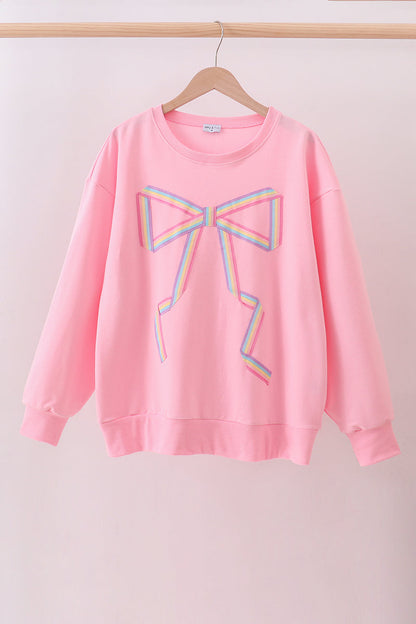 Pink Patriotic hand-sewn bow mom&me sweatshirt