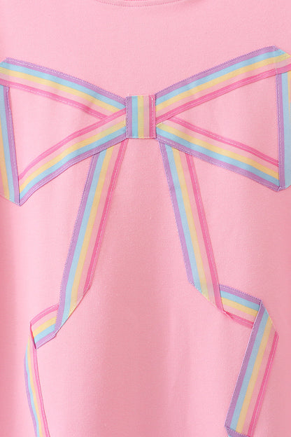 Pink Patriotic hand-sewn bow mom&me sweatshirt