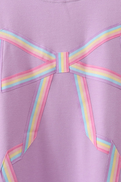 Purple Patriotic hand-sewn bow mom&me sweatshirt