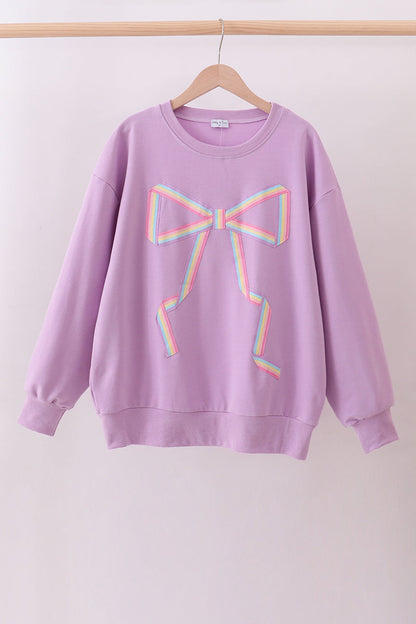 Purple Patriotic hand-sewn bow mom&me sweatshirt