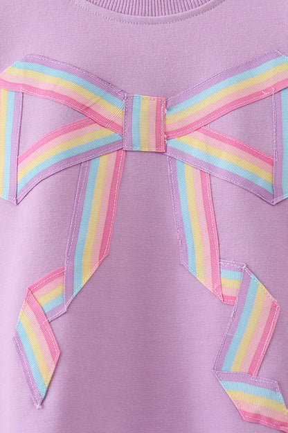 Purple hand-sewn bow mom&me sweatshirt