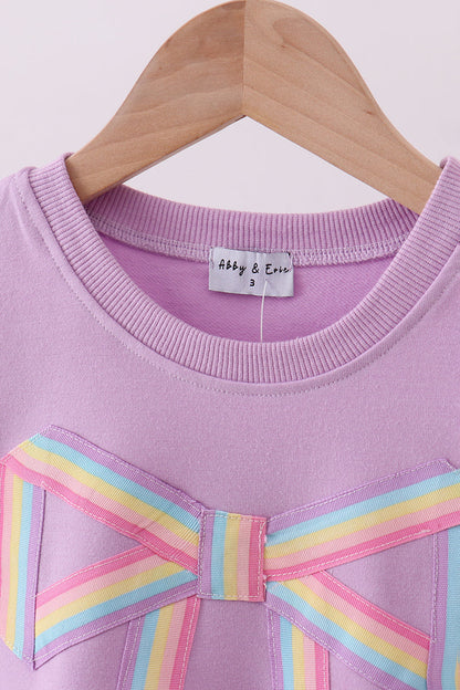 Purple Patriotic hand-sewn bow mom&me sweatshirt