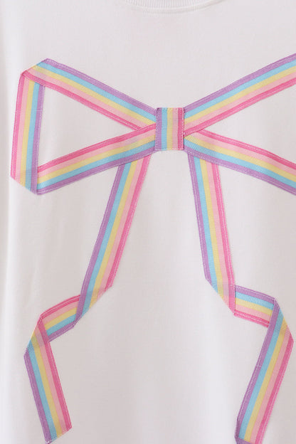 Cream hand-sewn bow mom&me sweatshirt