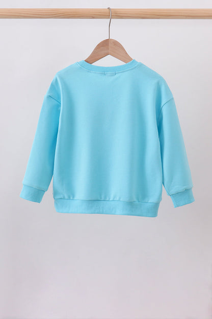 Blue bow hand-sewn mom&me sweatshirt