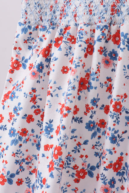 Blue floral smocked dress