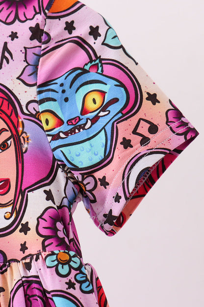 Purple character bamboo dress