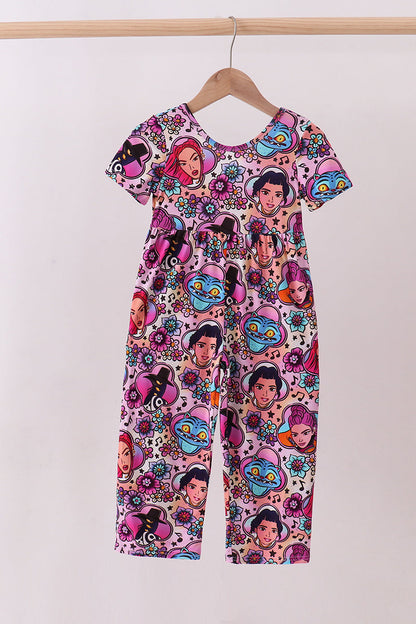 Purple character bamboo jumpsuit
