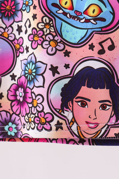 Purple character bamboo pajama shorts set