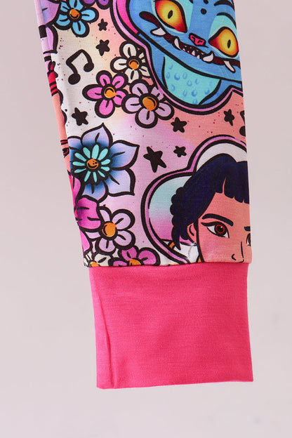 Purple character bamboo pajama pants set