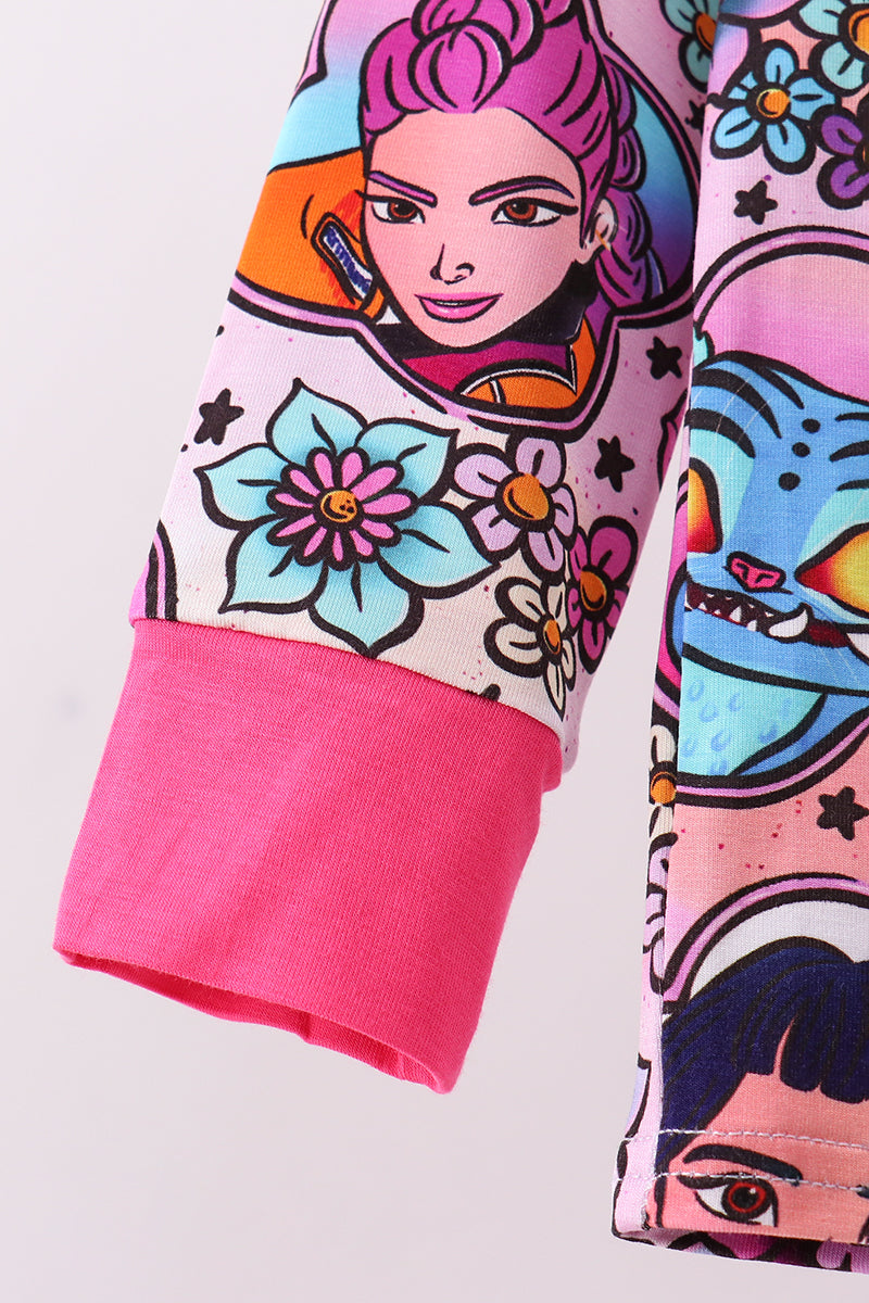 Purple character bamboo pajama pants set